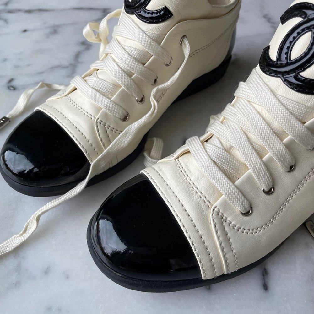 Chanel Leather Lace Up Sneakers - Picture 9 of 15